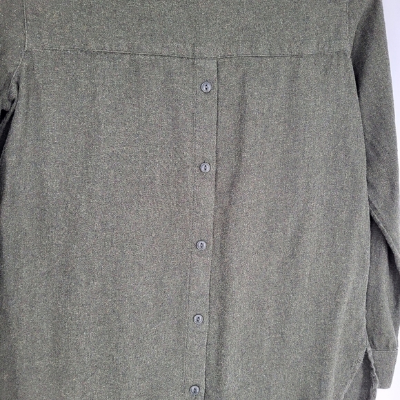 Madewell Classic Flannel Ex-Boyfriend Button Back Green 100% Cotton Size Small - Picture 6 of 7